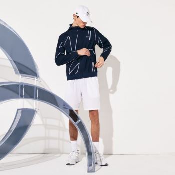 Lacoste SPORT French Open Hooded Zip Jacket Pánské - Bunda Tmavě Blankyt Blankyt / Bílé | CZ-kJkE98